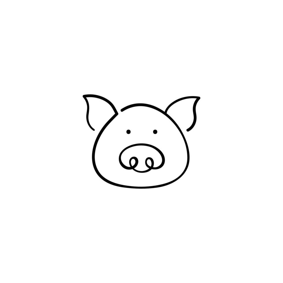 Pig Line Style Icon Design vector