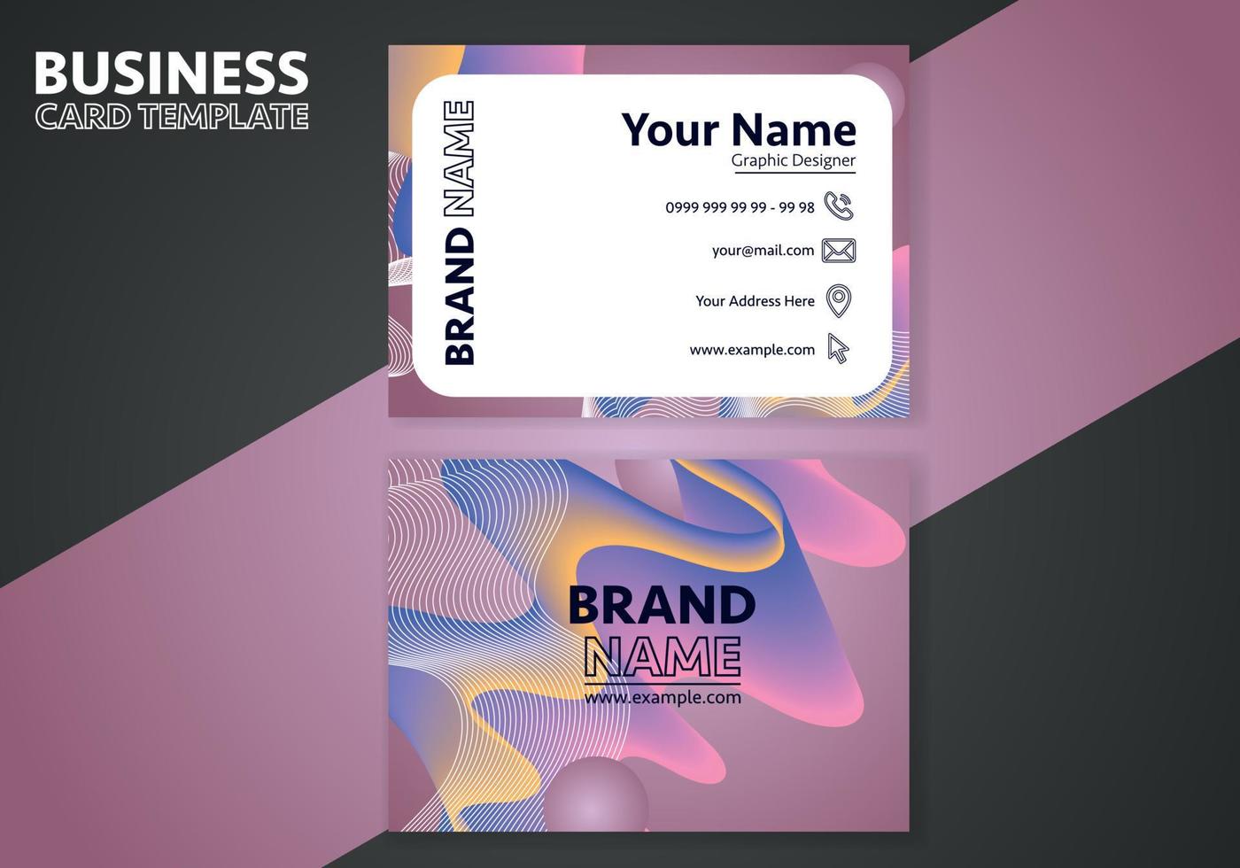 Modern abstract business card template with two side design template. vector