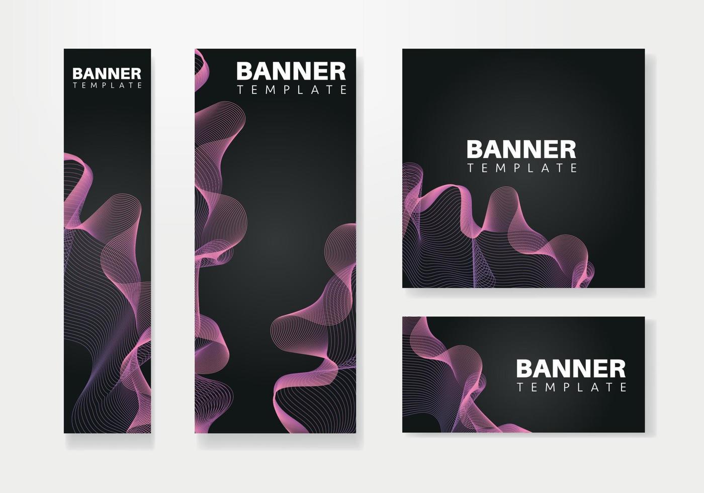 set of creative web banners of standard size. Vertical, horizontal and square template. vector illustration