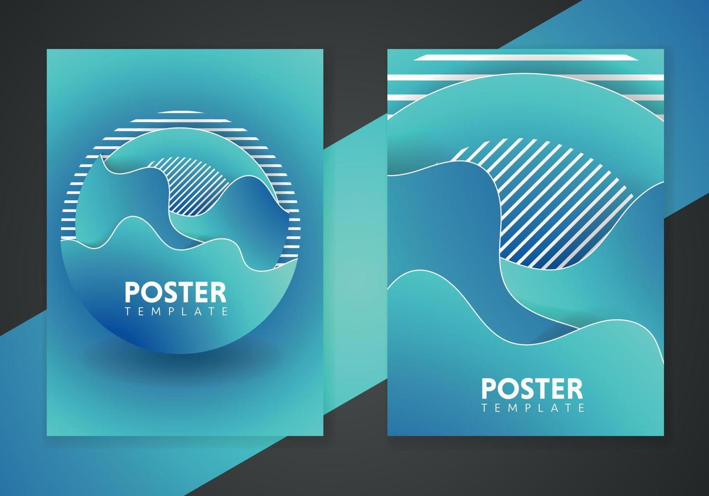 Abstract dynamic gradient graphic elements in modern style. Blue Posters with flowing liquid shapes, amoeba forms. vector