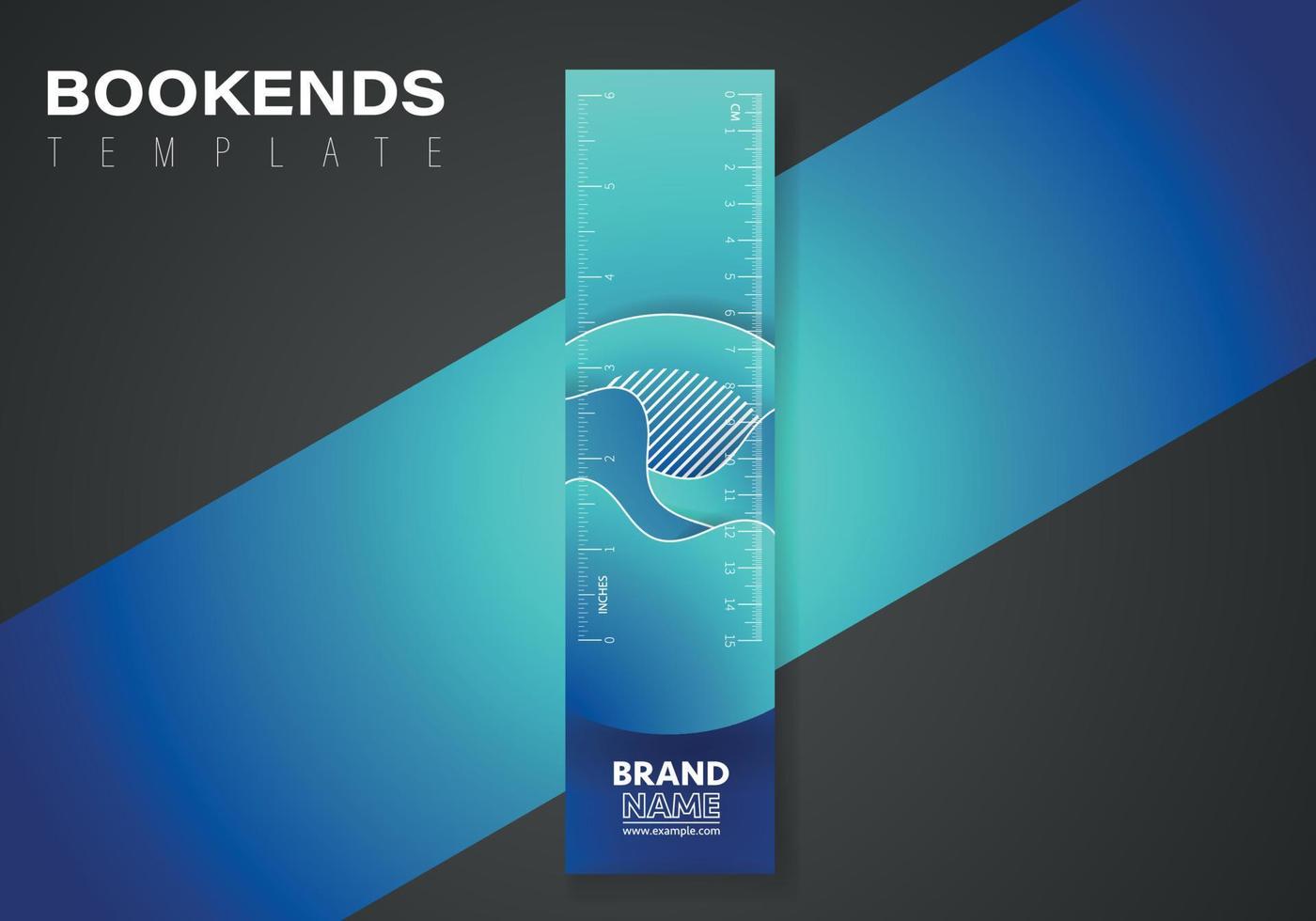 Blue bookend template with flowing liquid shapes, amoeba forms. Abstract dynamic gradient graphic elements in modern style. vector