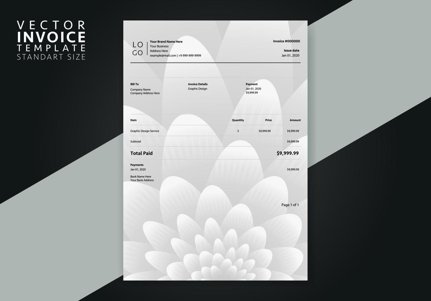 Editable Modern Abstract Creative Professional Invoice template. Vector incoive template.
