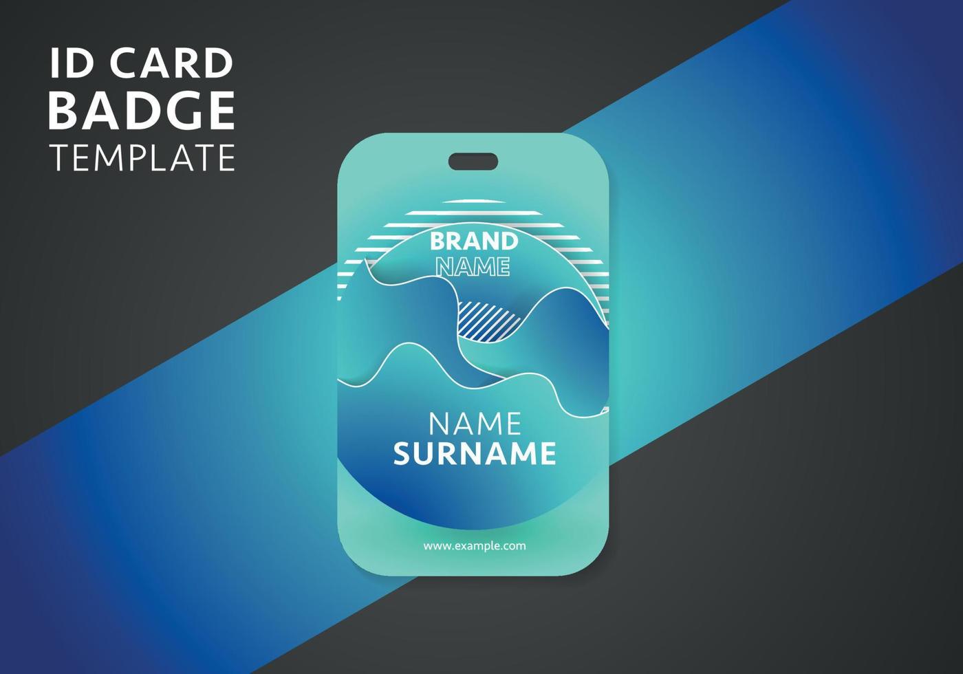 Blue badge template with flowing liquid shapes, amoeba forms. Abstract dynamic gradient graphic elements in modern style. vector
