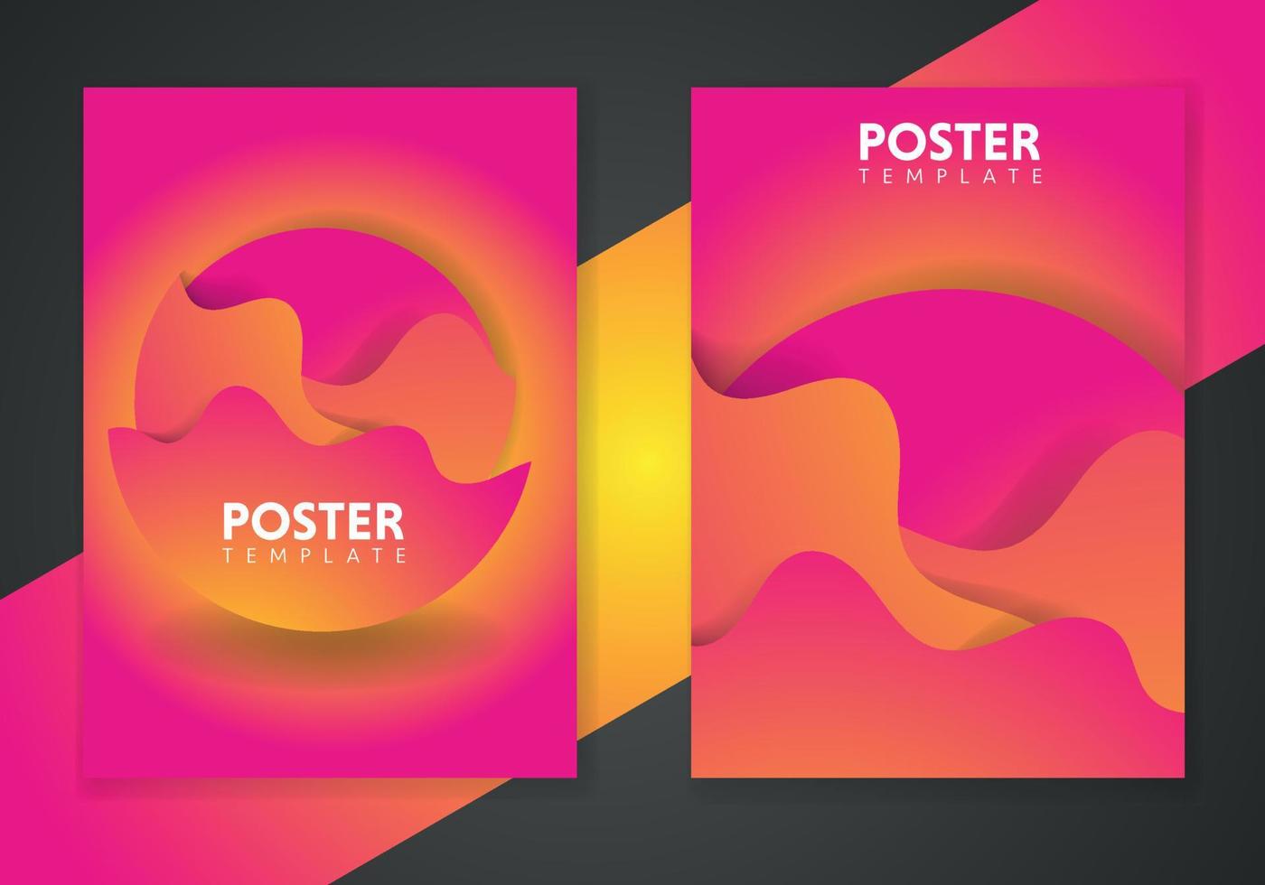 Abstract dynamic gradient graphic elements in modern style. Orange Posters with flowing liquid shapes, amoeba forms. vector