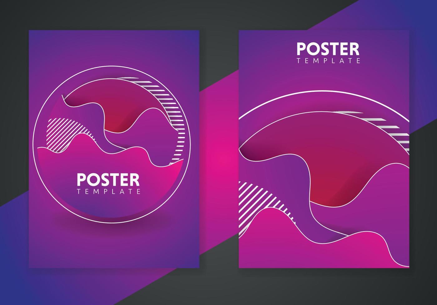 Abstract dynamic gradient graphic elements in modern style. Purple Posters with flowing liquid shapes, amoeba forms. vector