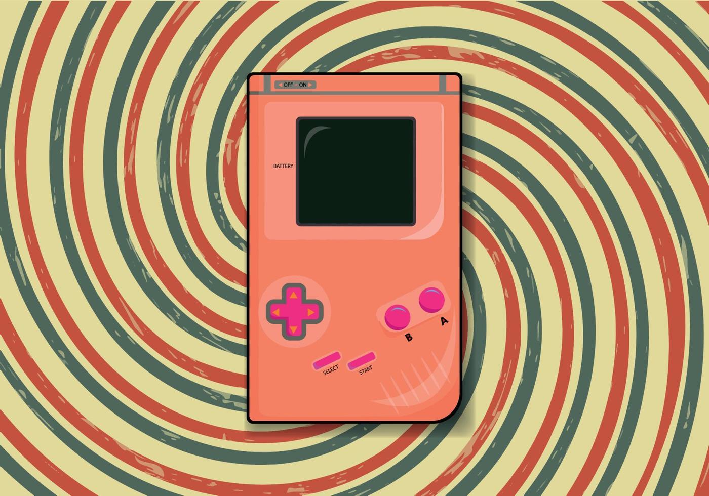 Free Nostalgia Gameboy design. Retro Game Gadget. Flat Vector Illustration with retro background.