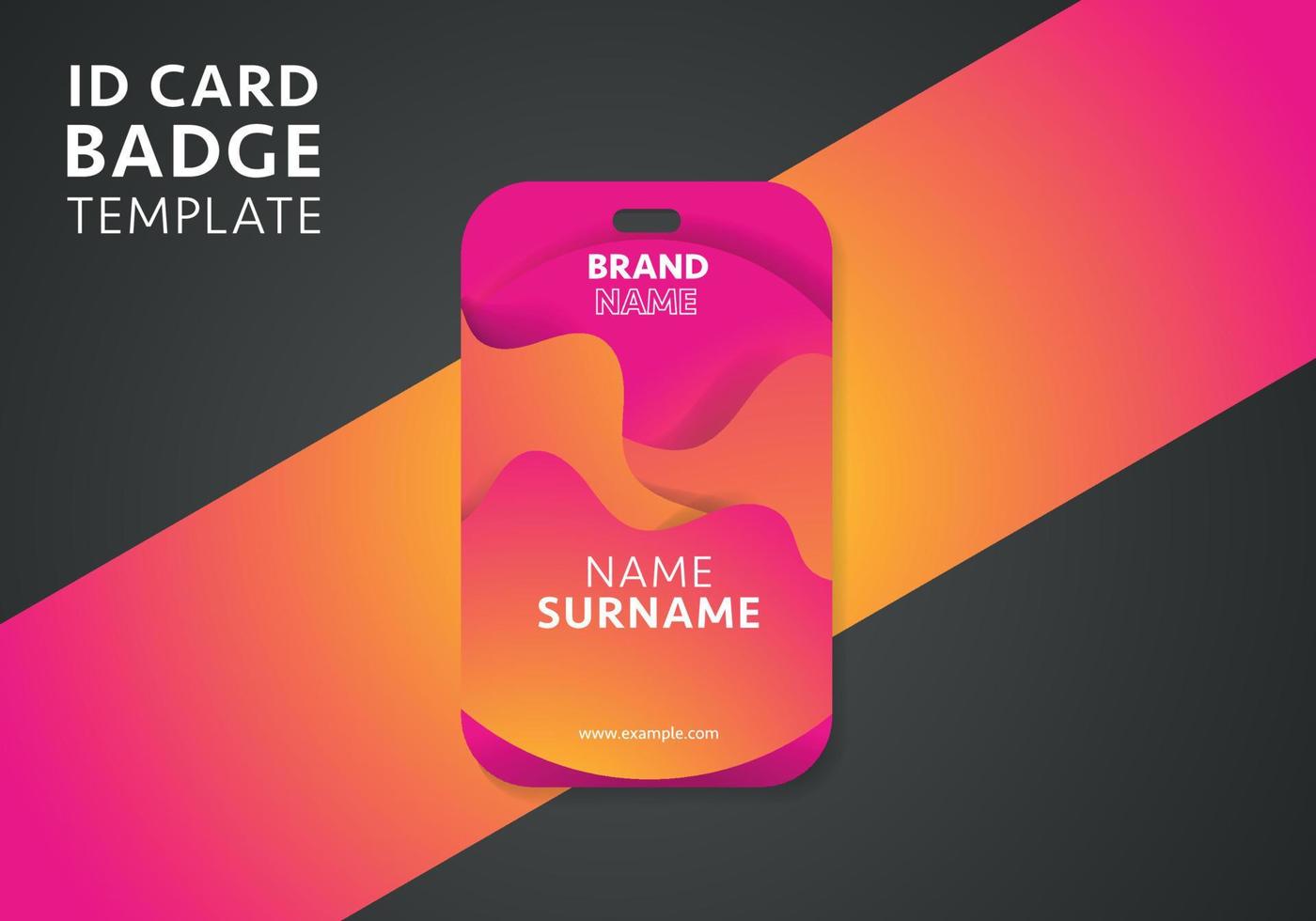 Purple and orange ID Card template with flowing liquid shapes, amoeba forms. Abstract dynamic gradient graphic elements in modern style. vector