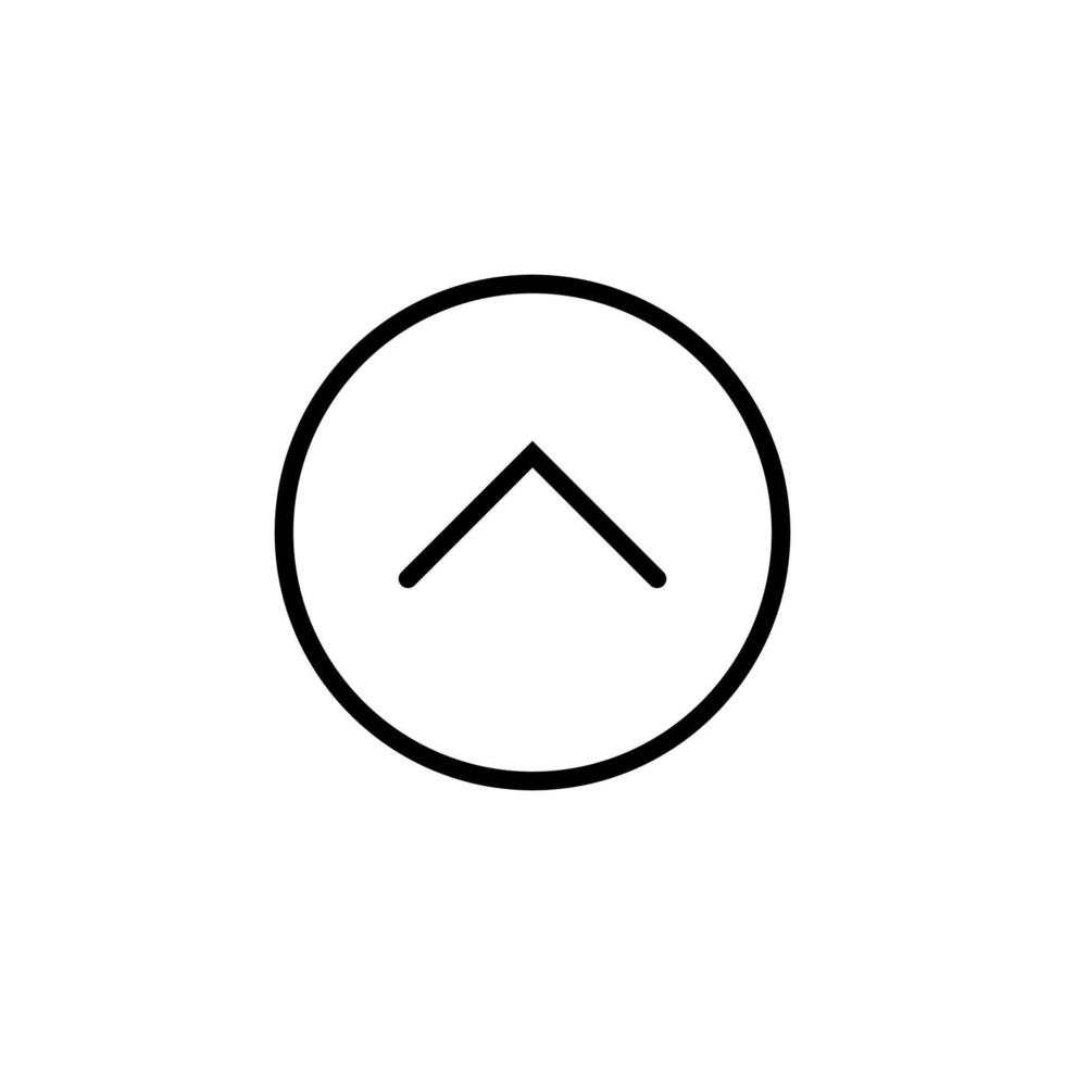 Arrow Up inside of Circle Isolated Line Icon. Editable stroke. Vector image that can be used in apps, adverts, shops, stores, banners