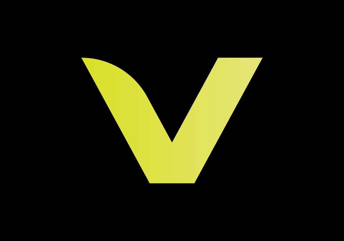 eps10 vector letter V minimalist art monogram shape logo, green color on black background