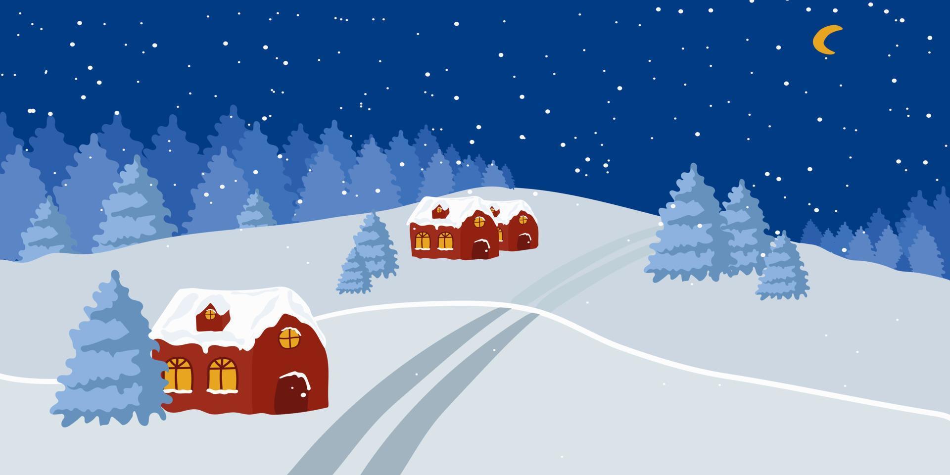 Winter landscape. Winter night. Christmas. vector