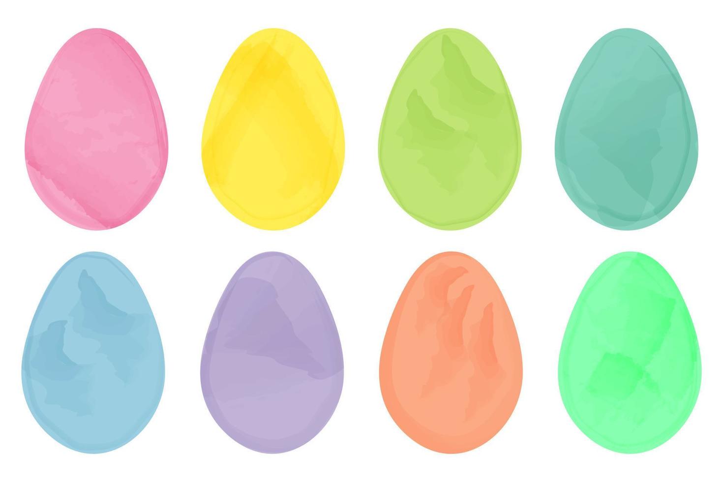 Easter eggs in a watercolor style, a set of eggs for Easter in different colors. vector