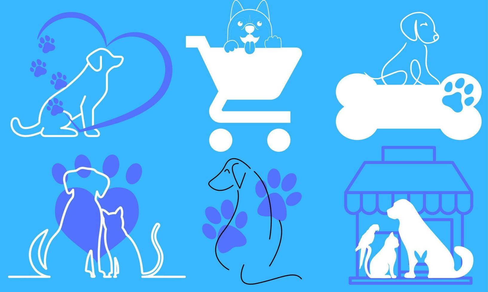 Dog icon set bundles vector