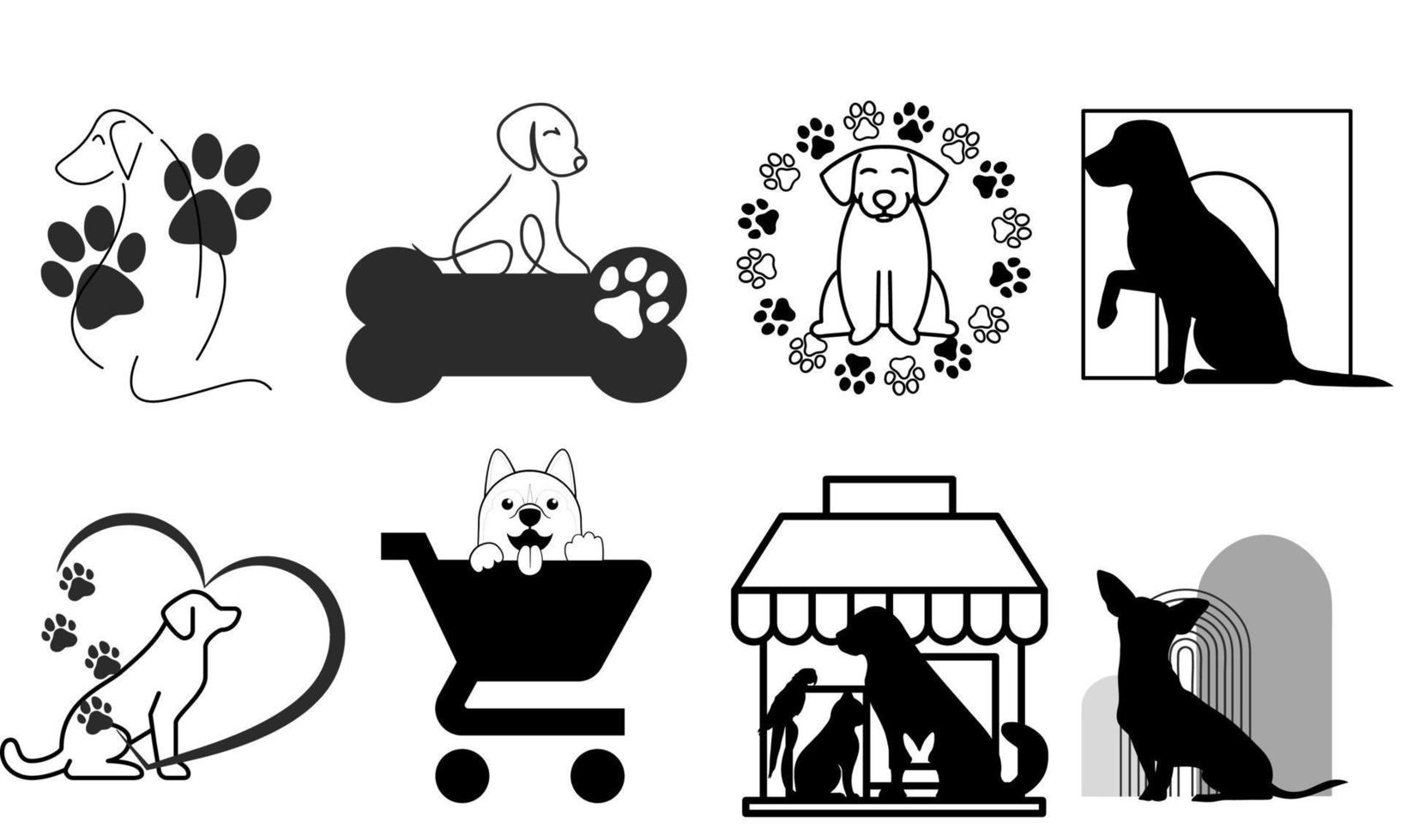 perro logo conjunto vector diseño ilustración. marca identidad emblema