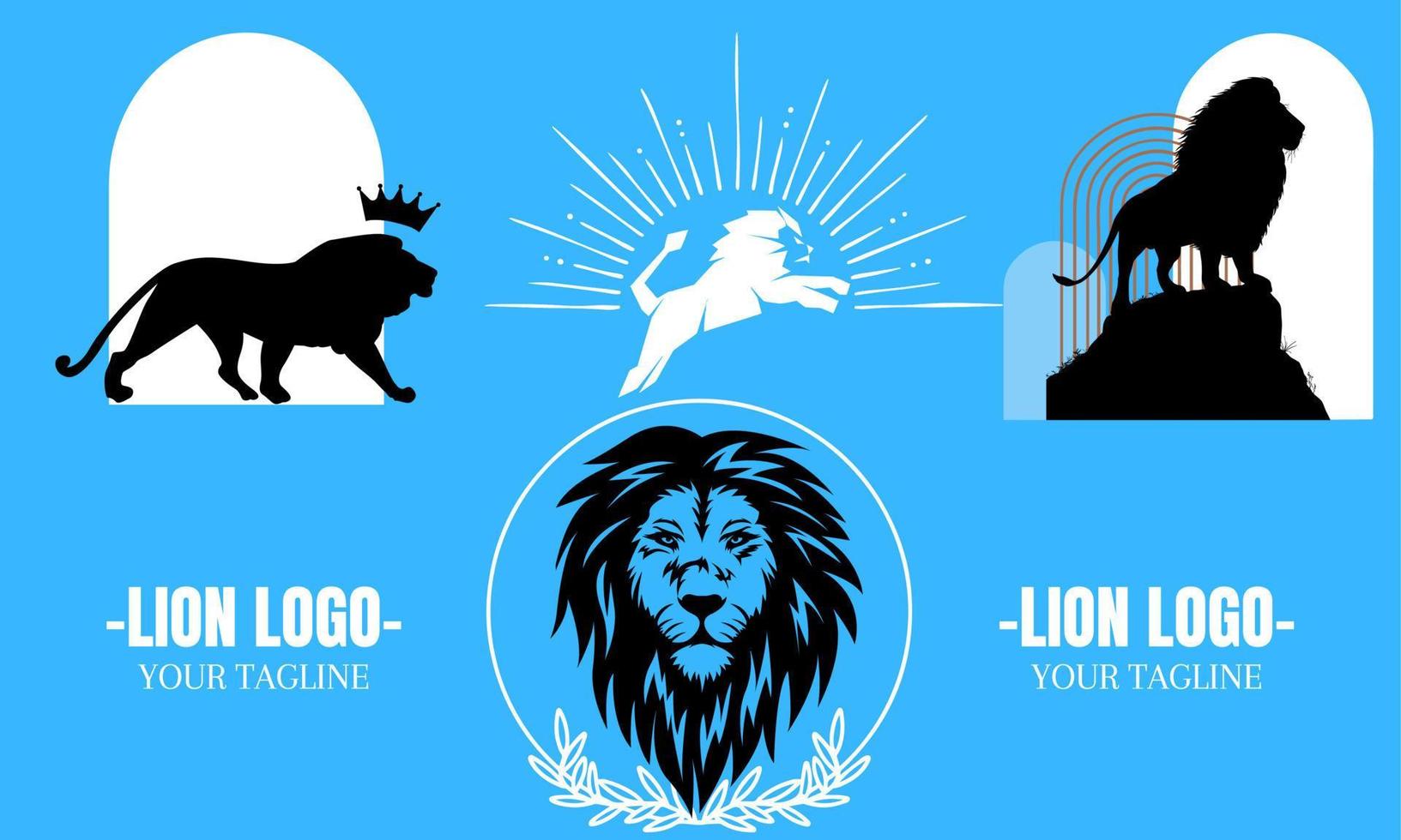 Lion logo set vector design illustration. Modern logos vector