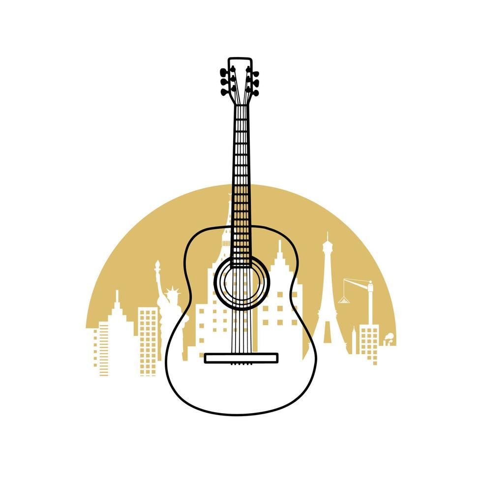 Guitar Logo vintage style design illustration vector