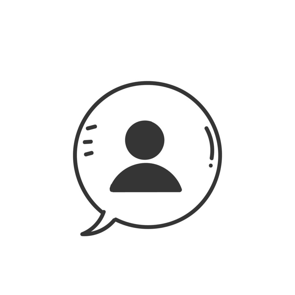 hand drawn doodle Speech bubble and avatar icon illustration vector