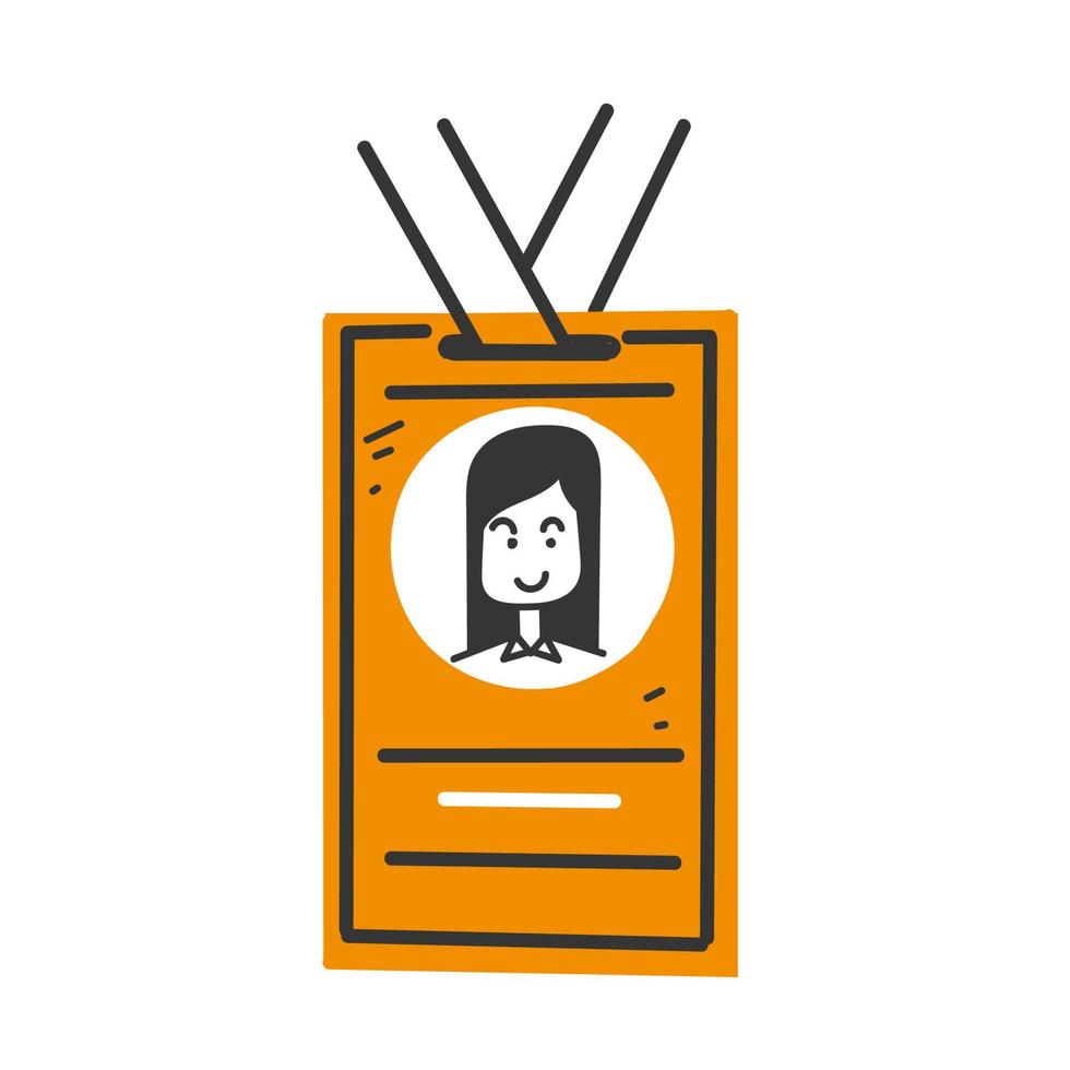hand drawn doodle employee card id illustration vector