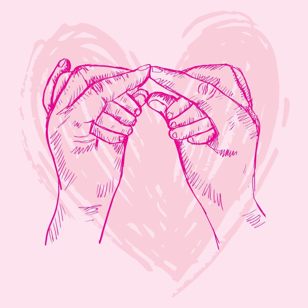 Sketch mother hands holding baby with heart shape vector