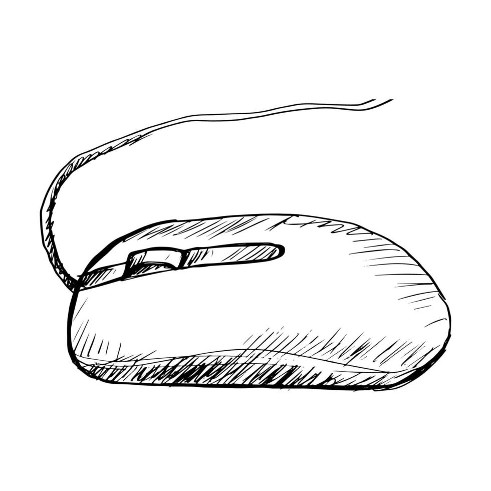 Sketch drawing of Computer mouse. vector