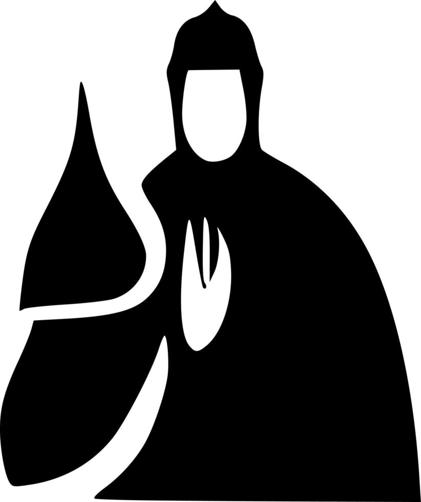 black and white of monk icon vector