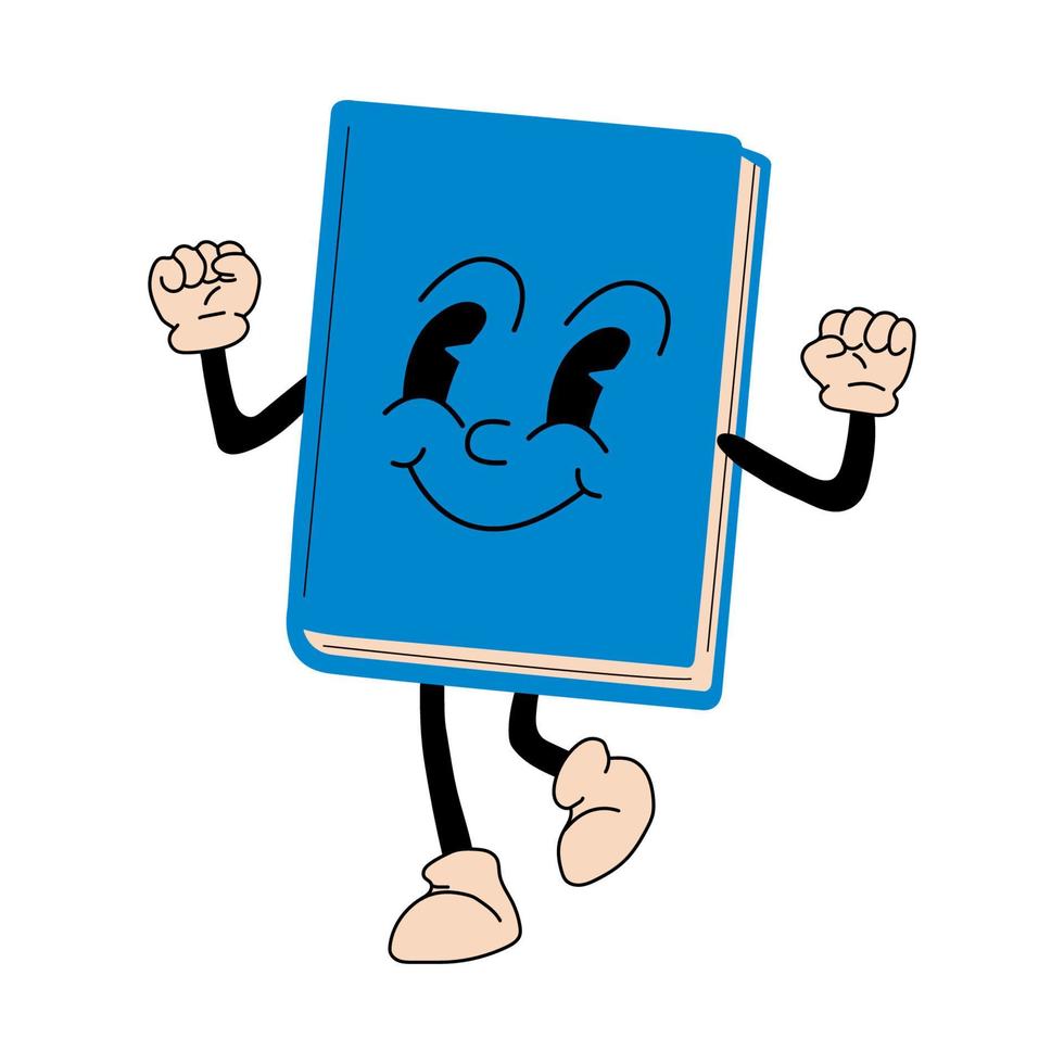 Book 30s cartoon mascot character 40s, 50s, 60s old animation style. vector