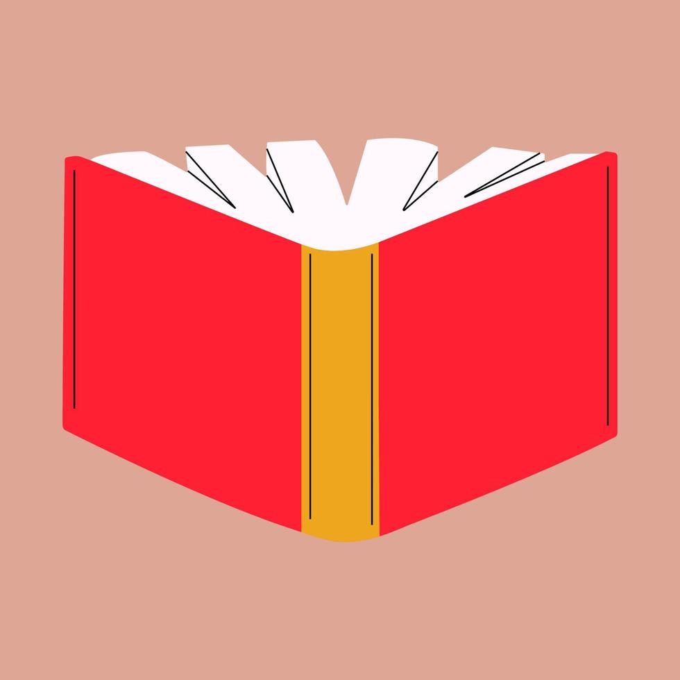 Opened book illustration. Open book with pages fluttering. Vector illustration
