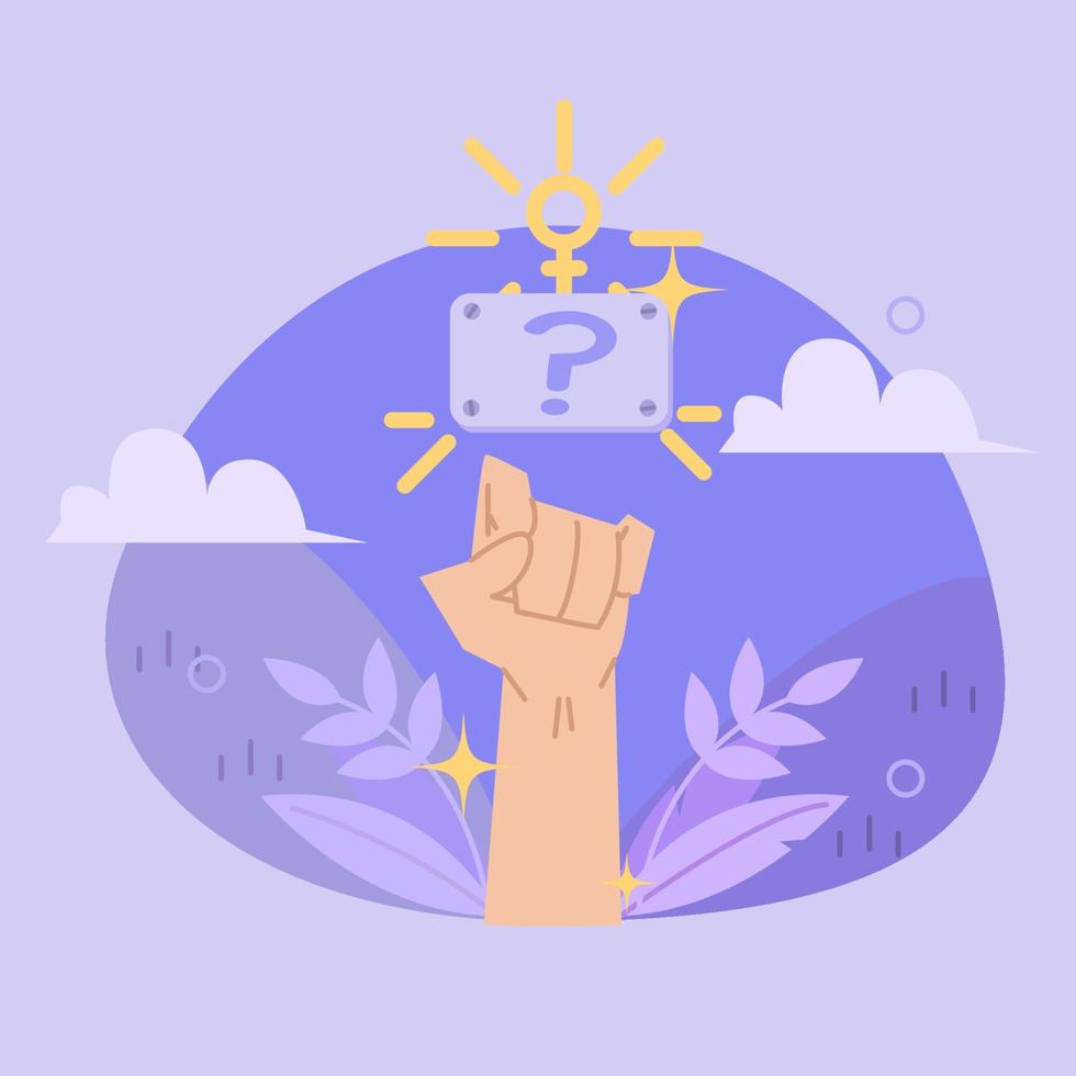 Celebrating the Strength of Women. A Flat Vector Illustration of Hands Raising in Unity