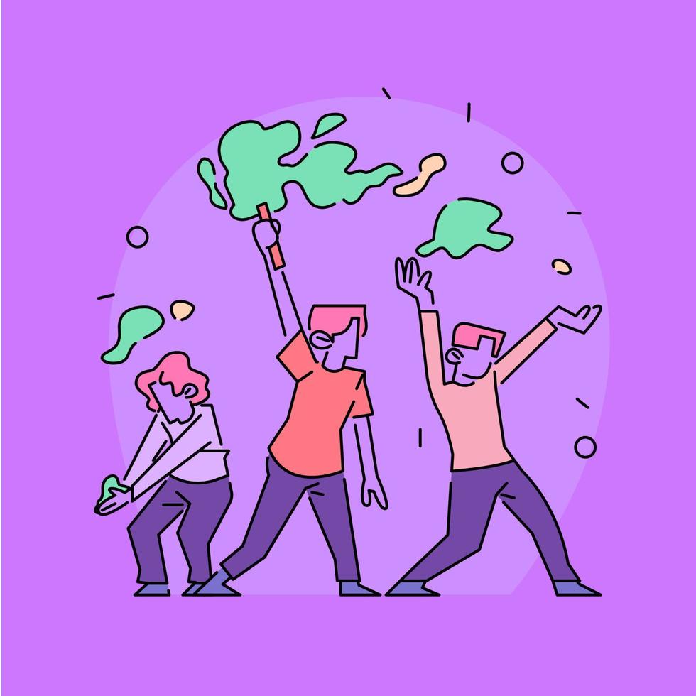 Illustrating the Joy of Holi with Playful Characters. A Festive Vector Design