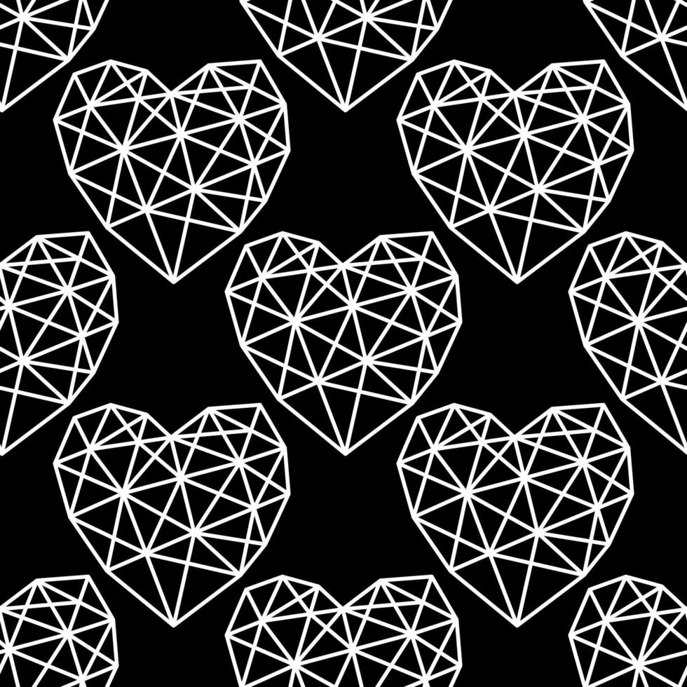 Heart polygons seamless pattern. Valentine's Day pattern. Heart from geometric segments. vector