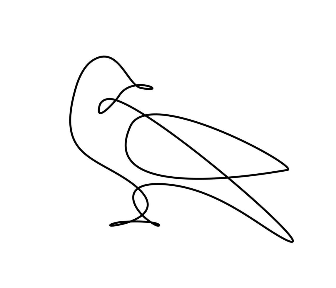 pájaro logo uno línea. pájaro volador continuo contorno icono. paloma emblema minimalismo vector