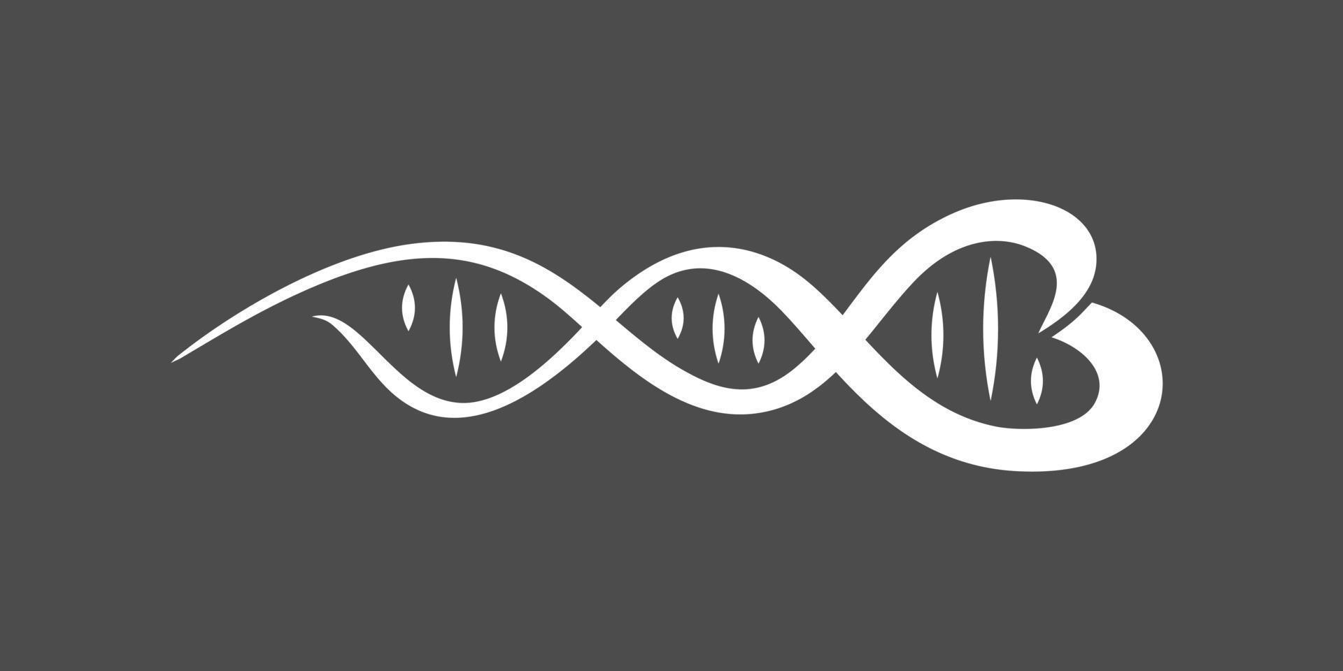 Dna logo vector. Dna heart shape. Love concept. Spiral icon of hereditary memory. vector