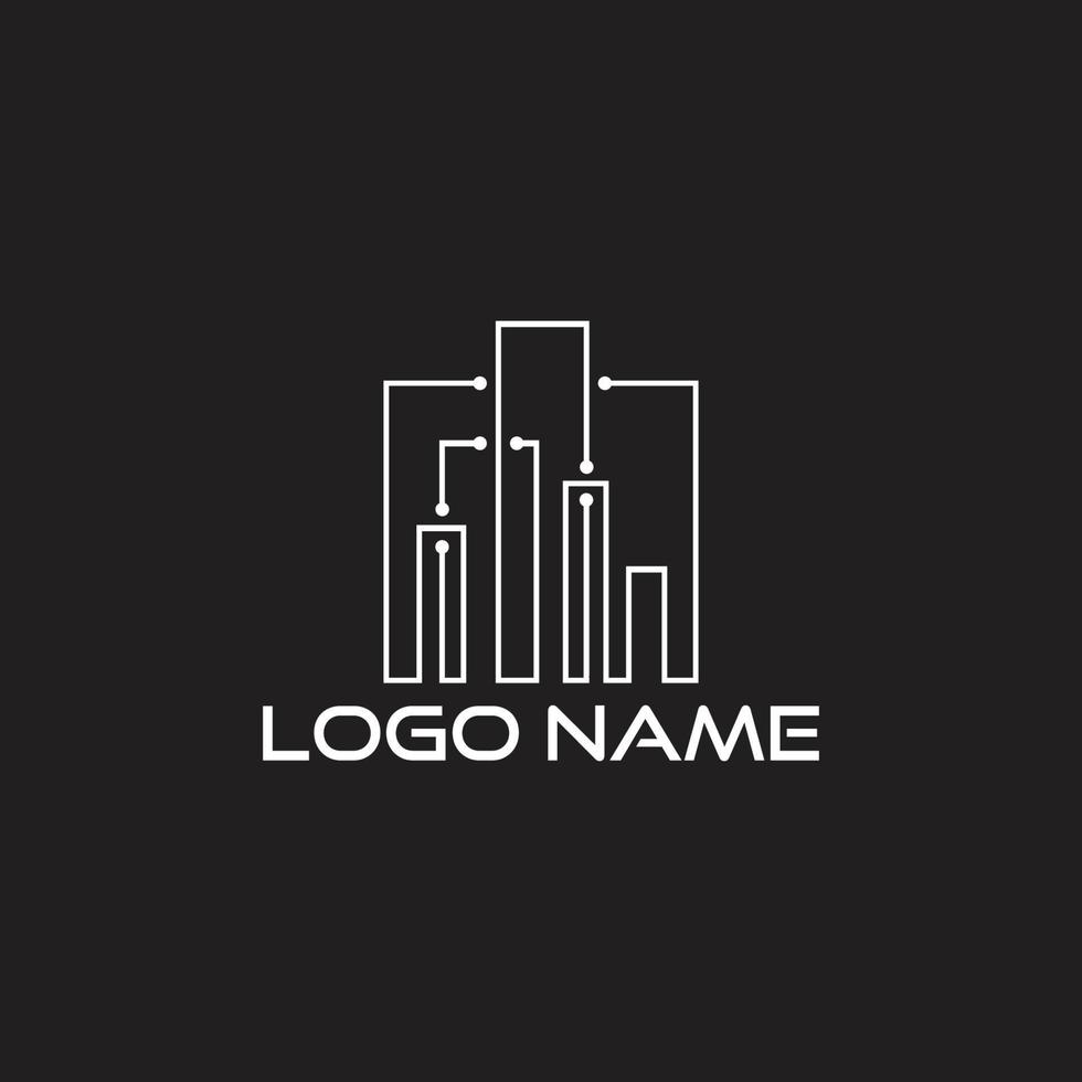 Building tech logo design concept vector