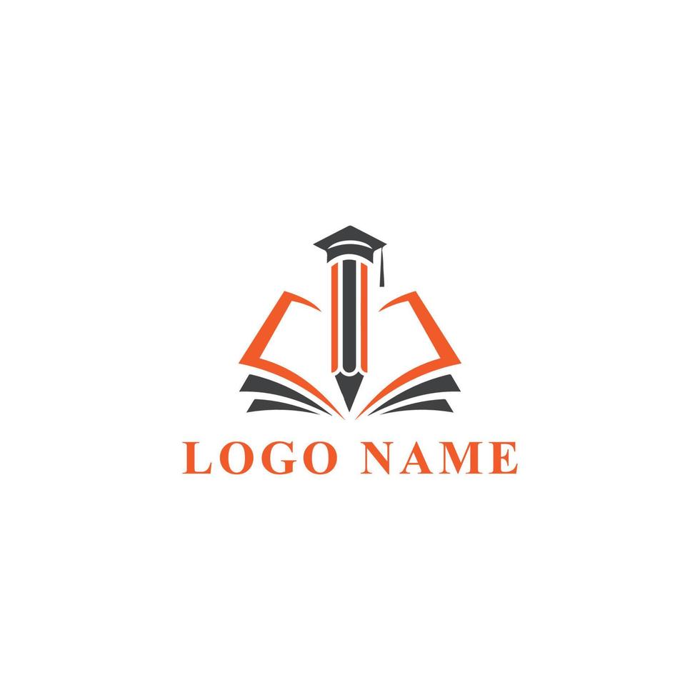 Vector abstract book and pencil logo design concept