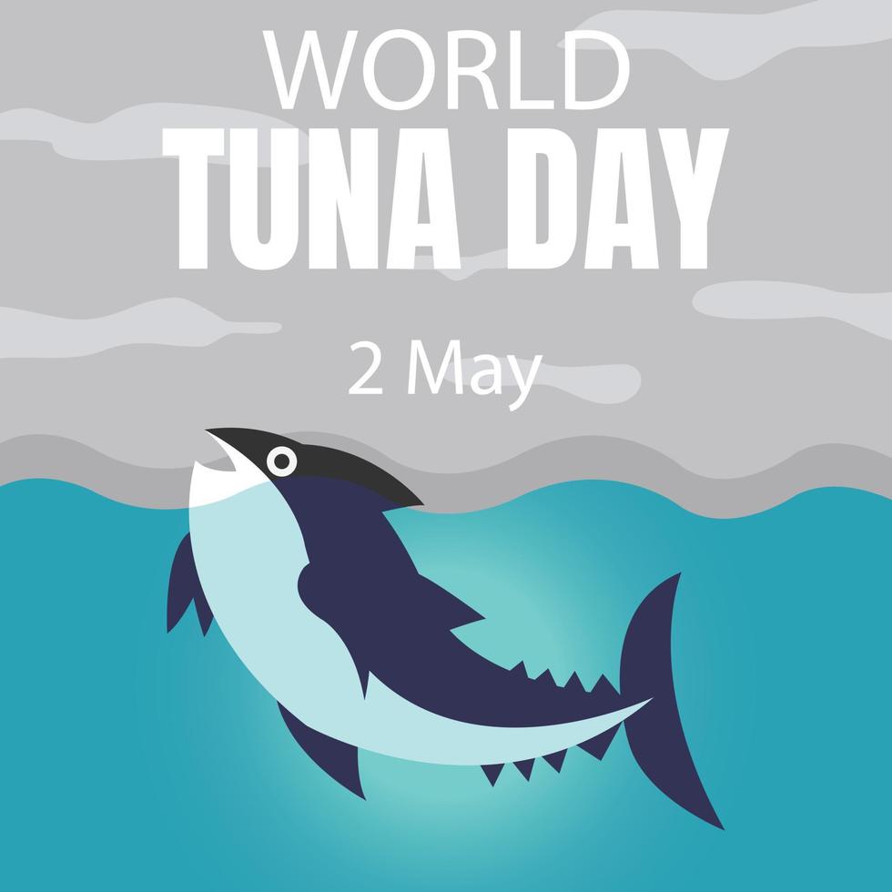 illustration vector graphic of Tuna fish head rises to the surface of the sea, perfect for international day, world tuna day, celebrate, greeting card, etc.