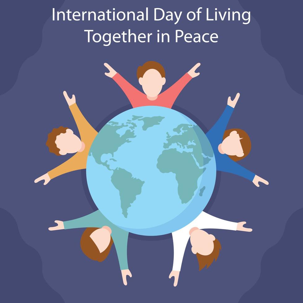 illustration vector graphic of children raise their hands in the middle of the earth, perfect for international day, living together in peace, celebrate, greeting card, etc.