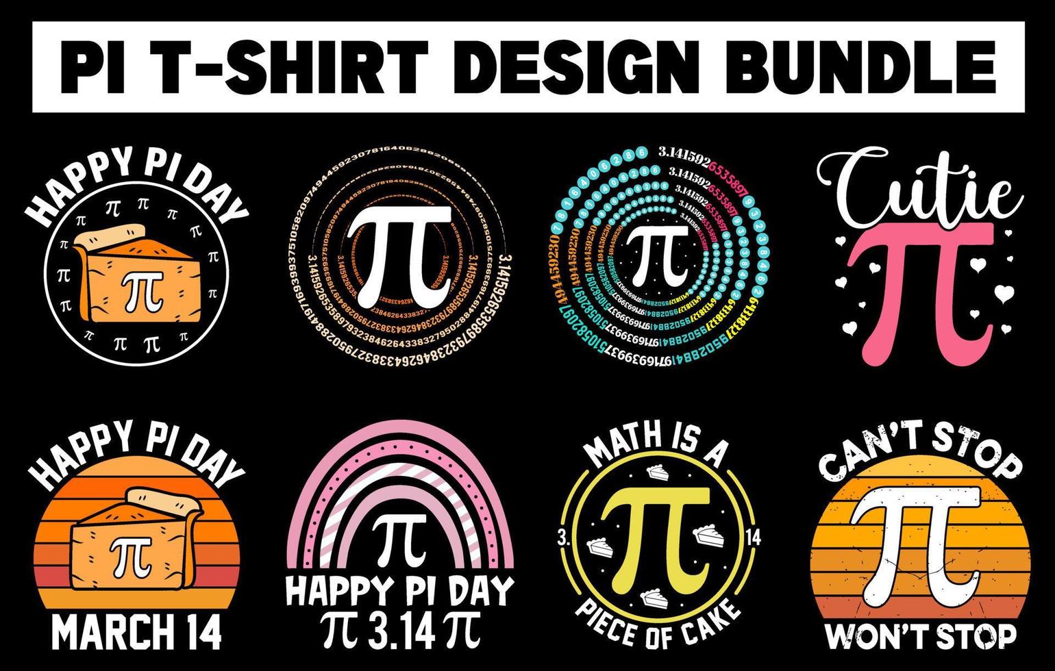 Pi Day T shirt Design set, Best Pi Day Shirt bundle, Pi day Vector Graphics, math t shirt design