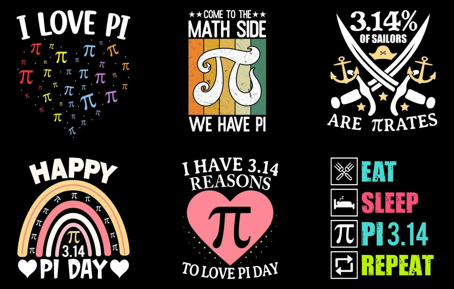 Pi Day T shirt Design set, Best Pi Day Shirt bundle, Pi day Vector Graphics, math t shirt design
