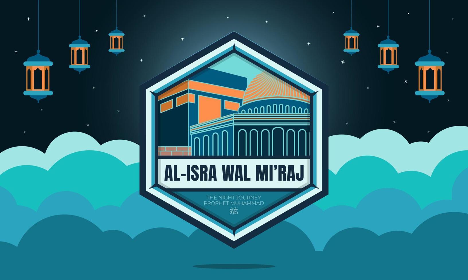 islámico celebracion antecedentes isra mi'raj profeta Mahoma. vector ilustración