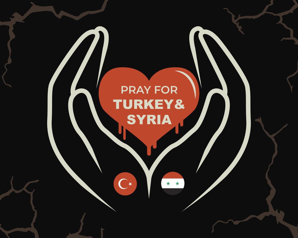 Vector illustration background of praying hands for Turkey and Syria