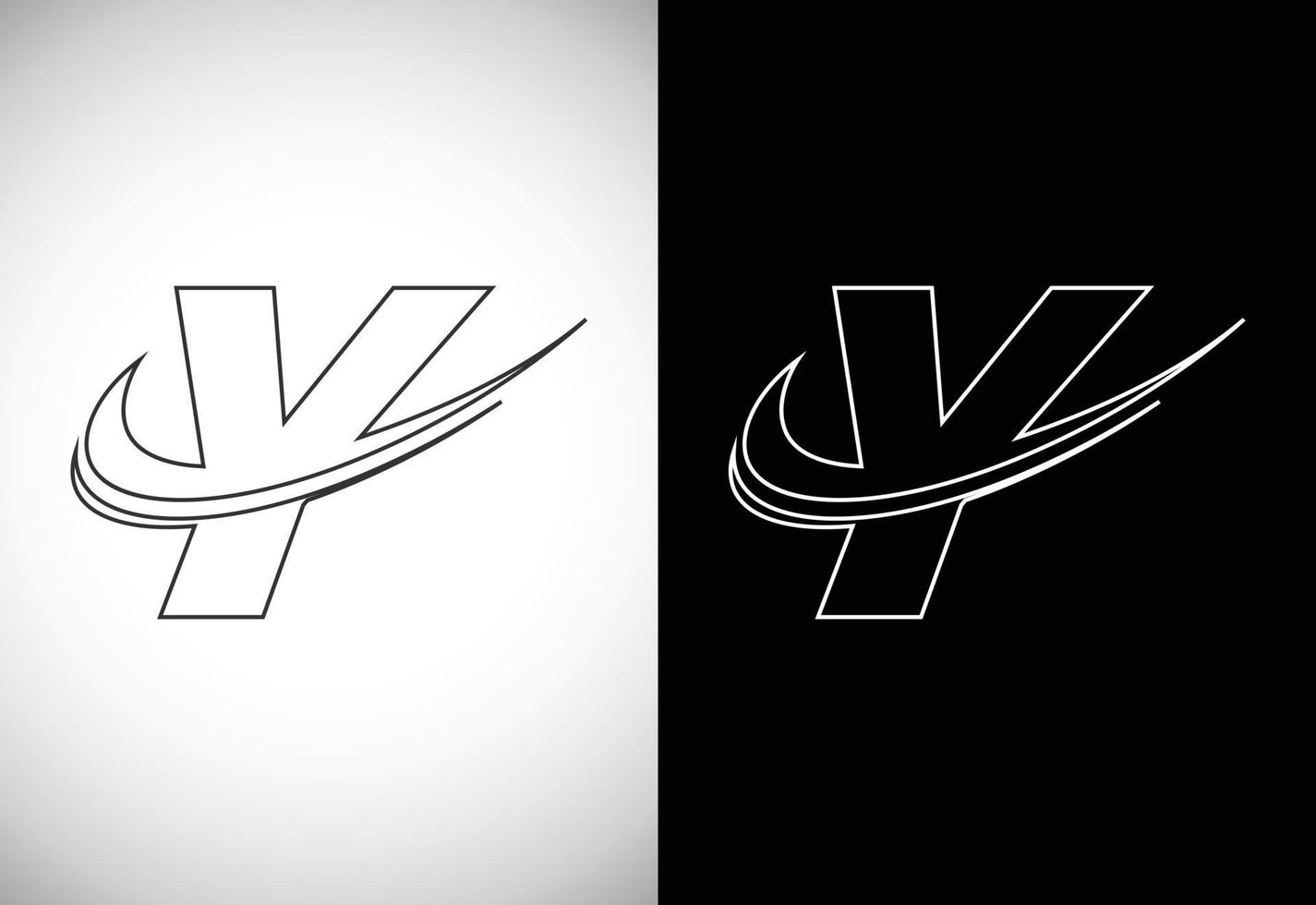 Initial letter Y with a swoosh line art-style logo. Modern vector logotype for business and company identity.