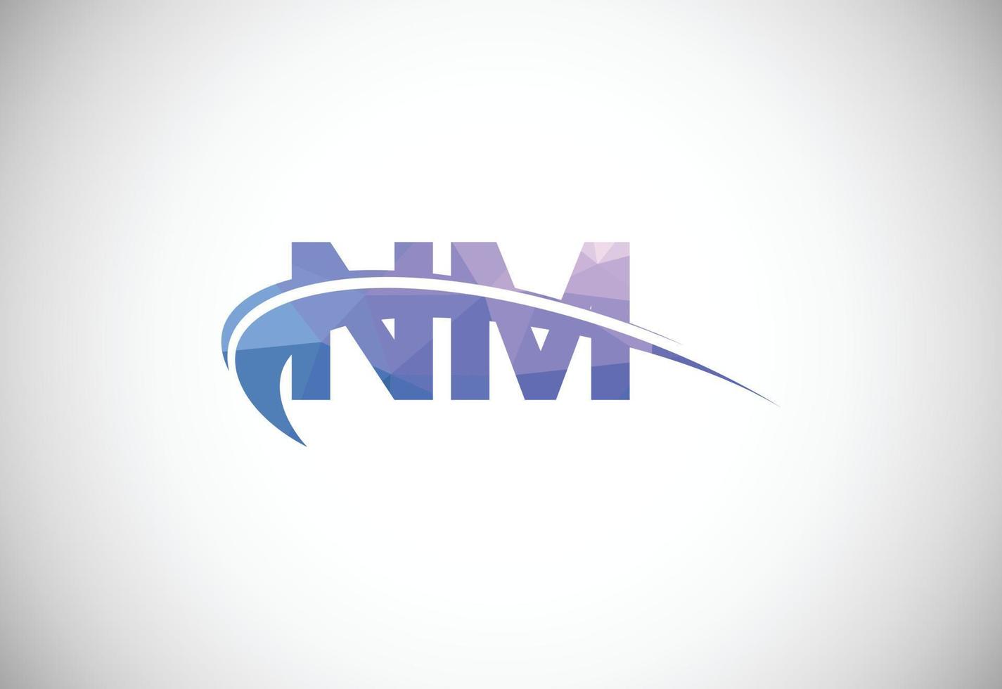 Initial Letter N M Low Poly Logo Design Vector Template. Graphic Alphabet Symbol For Corporate Business Identity