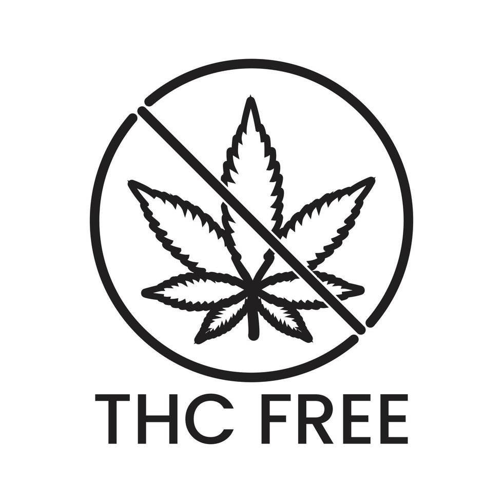 THC Free Stamp Icon Black and White, thc free emblem, seal, tag, label for cbd hemp oil label design template elements vector