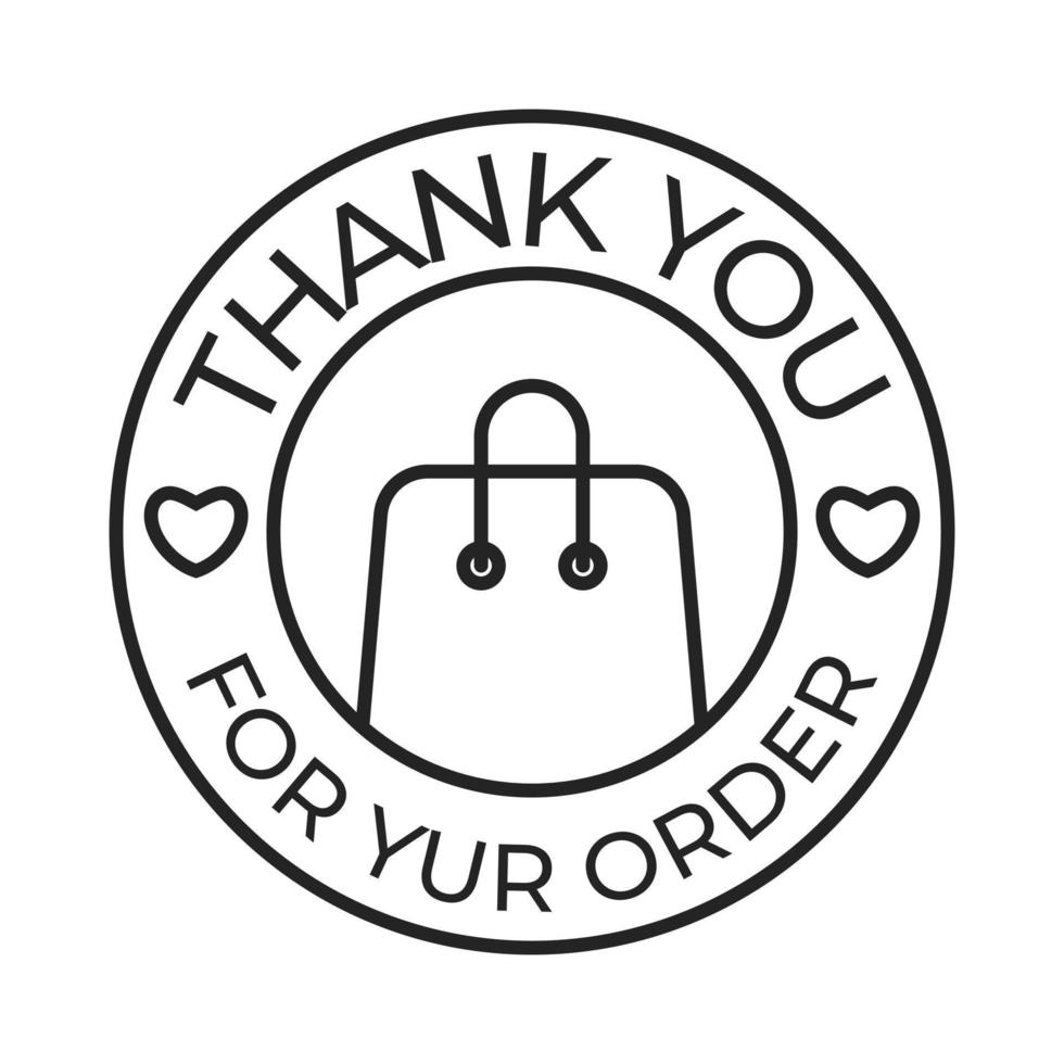 thank you for your order badge, seal, tag, label for retail, small shop stamp, sticker, thank customers for buying products tagline vector illustration
