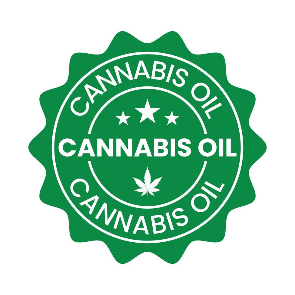canabis petróleo Insignia etiqueta icono vector, cbd petróleo etiqueta, cáñamo aceite, marijuana hoja, sello icono diseño vector