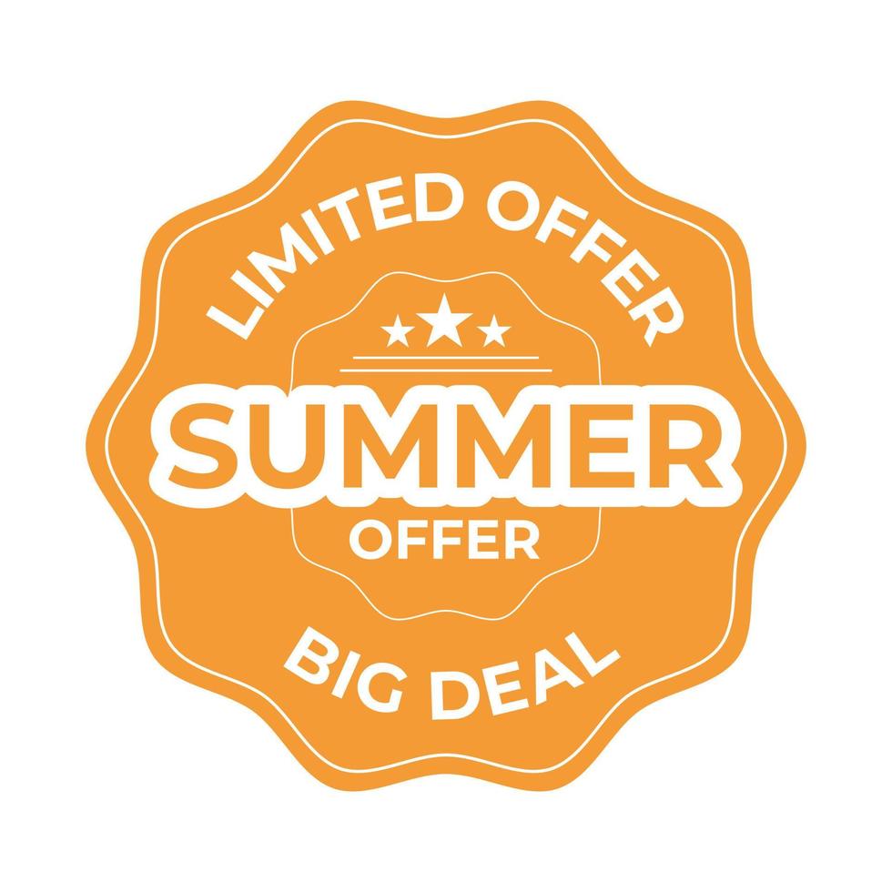 summer sale badge, summer special offer, limited offer seal, label, sticker, tag vector illustration