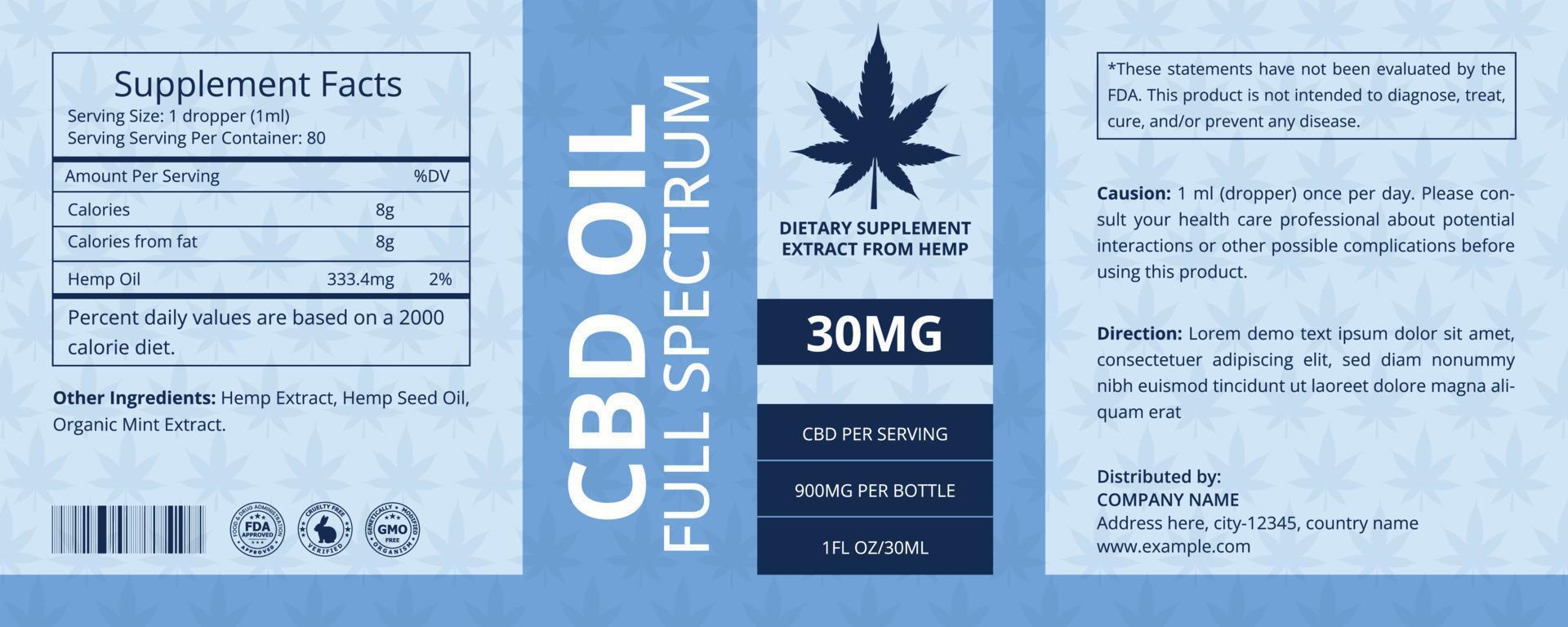 CBD Label Design Template, CBD Dropper Bottle Oil, Hemp Oil Label Template, Product Packaging Design, Extract From Hemp vector