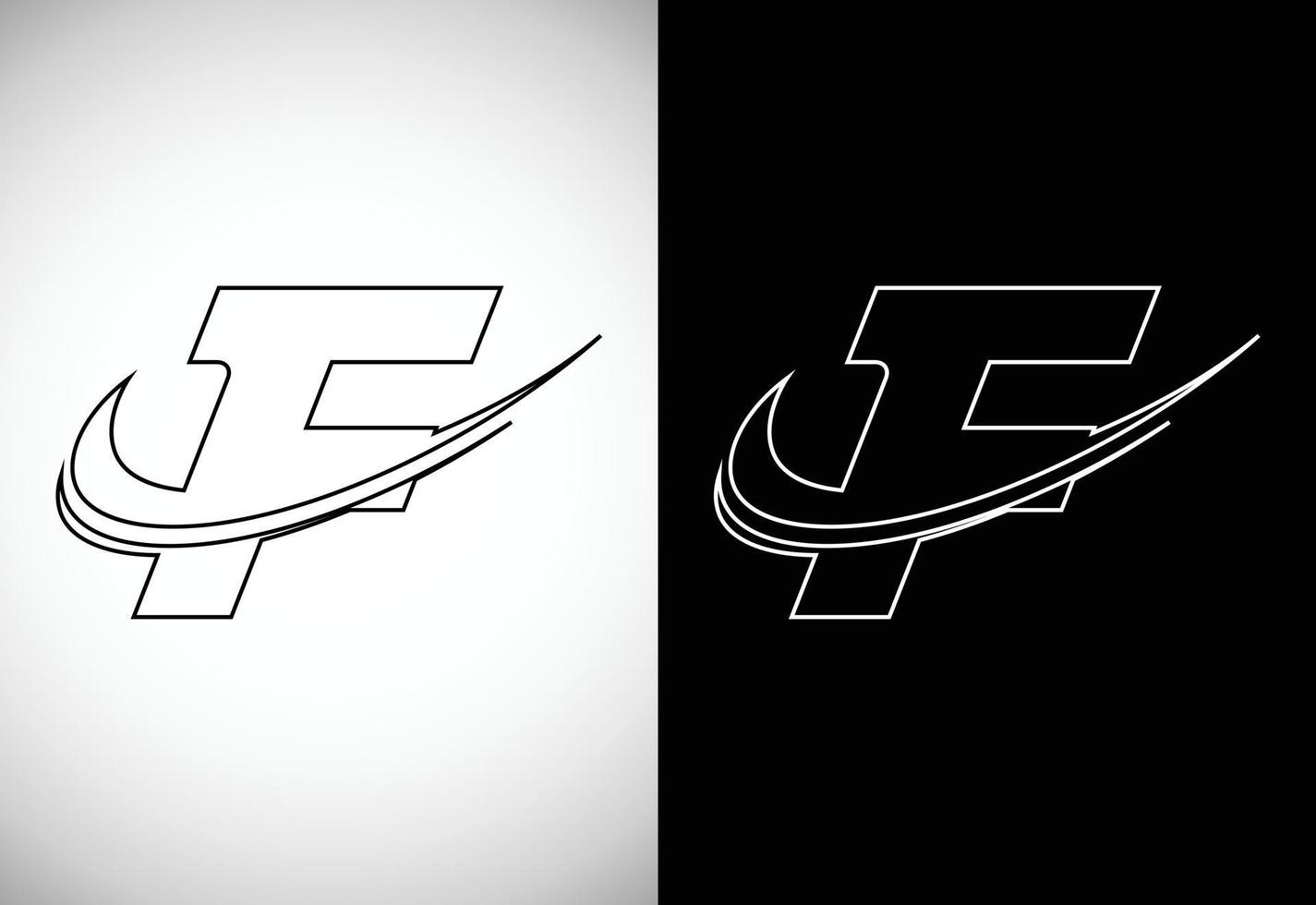 Initial letter F with a swoosh line art-style logo. Modern vector logotype for business and company identity.