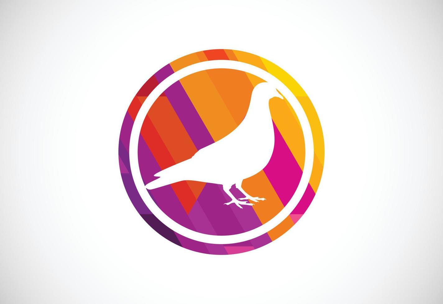 Colorful Dove bird into a circle. Mosaic pattern bird logo design vector