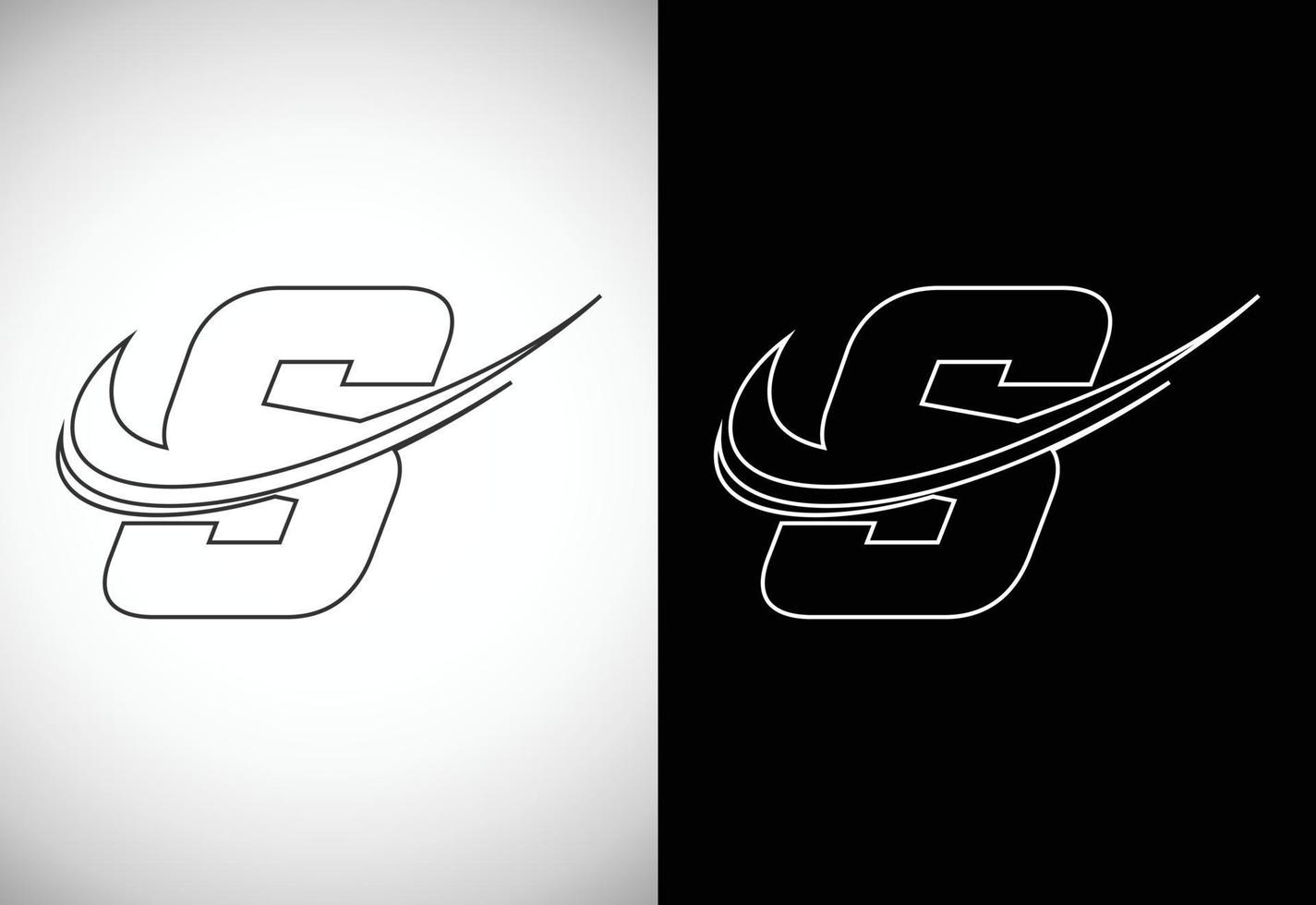 Initial letter S with a swoosh line art-style logo. Modern vector logotype for business and company identity.