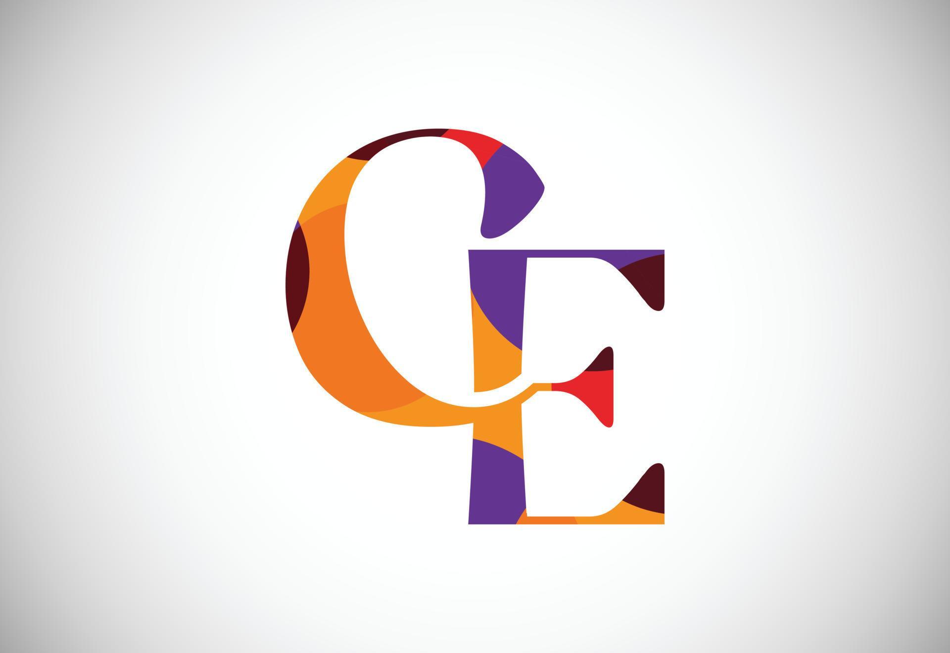 Initial Letter C E Low Poly Logo Design Vector Template. Graphic